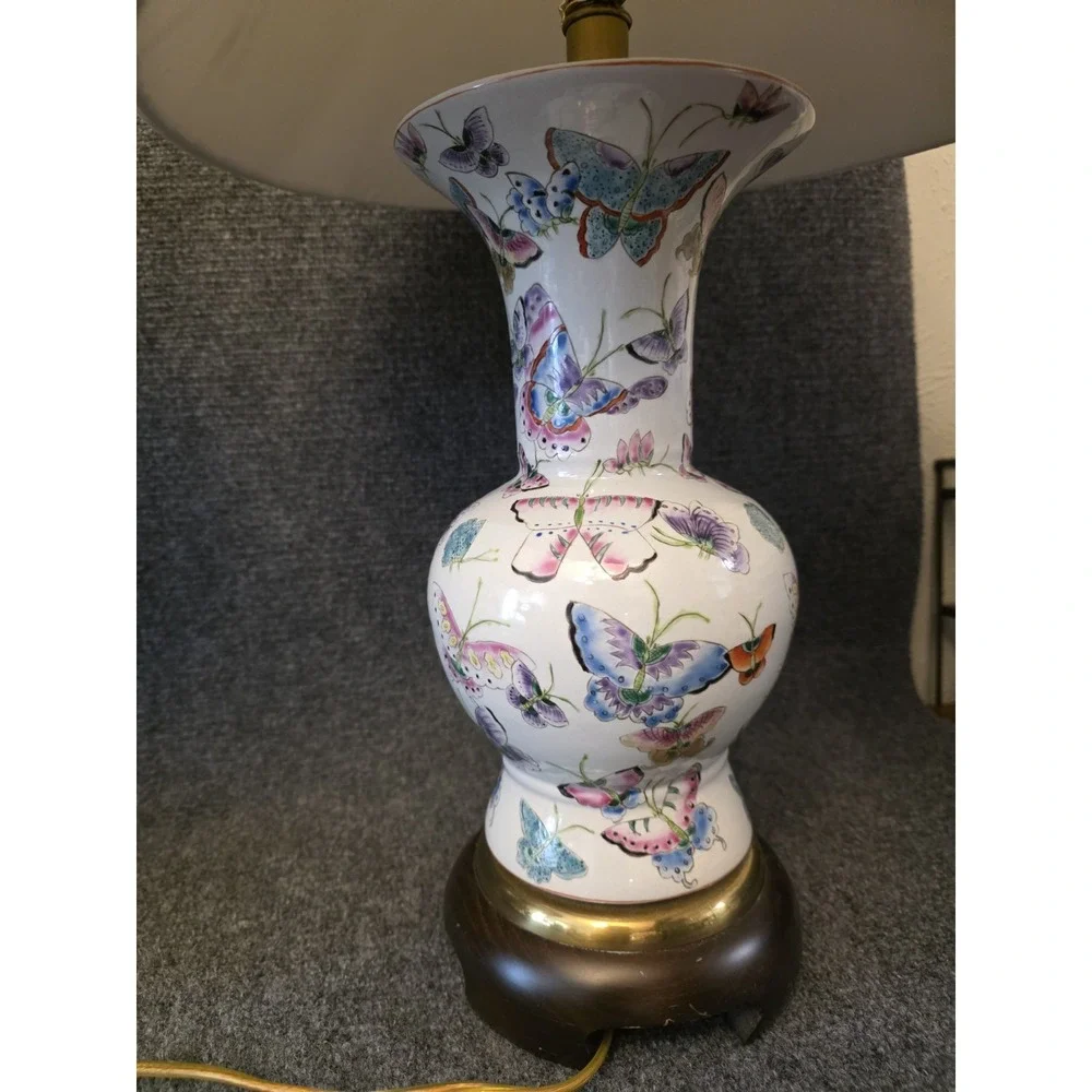 Rare Regency Frederick Cooper‎ Mariposa Butterfly Table Lamps W Original Shades
